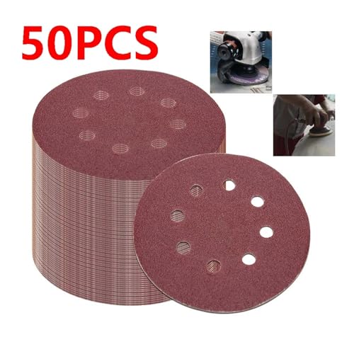 Rundes Schleifpapier Mit Acht Löchern, 50 Stück, 5 Zoll, 125 Mm, Körnung 40/60/80/120/240, Klett-Schleifscheibe, Politur Rundes Schleifpapier Mit Acht Löchern, 50 Stück, 5 Zoll, 125 Mm, Körnung 40/60/80/120/240, Klett-Schleifscheibe, Politur von Ouxk