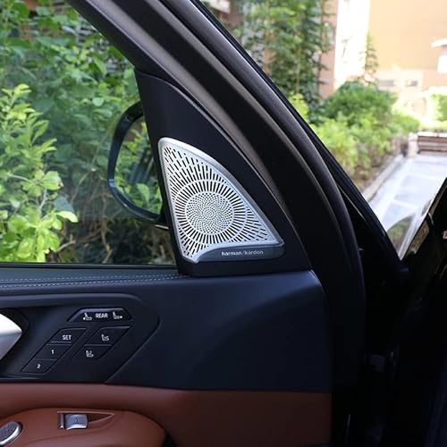 OuyOo Aluminiumlegierung Auto Styling für BMW X5 G05 X7 G07 2019 Auto Hochtöner Lautsprecher Abdeckung Verkleidung Silber Auto Innenzubehör von OuyOo