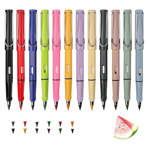 Oveallgo Swify Zauberbuntstifte, Swify Bleistift, Zauberbleistifte, Forever Buntstifte Mit Radiergummi, Wiederverwendbar Unendlicher Bleistift Mit 24 Austauschbarem (Satz C-12 Austauschbarem) von Oveallgo
