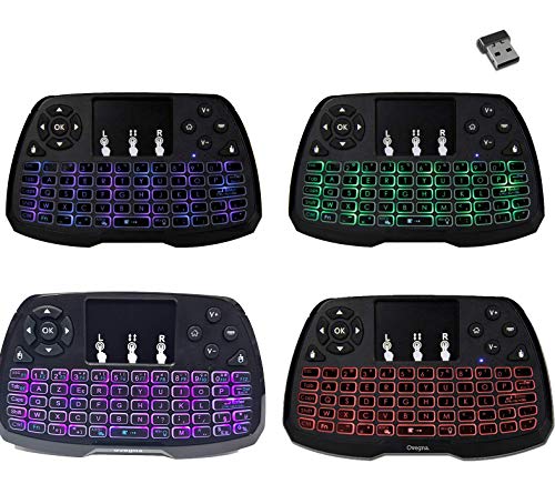 Ovegna A4: Mini-Tastatur, kabellos, AZERTY, 2,4 GHz, Touchpad, wiederaufladbarer Akku, Hintergrundbeleuchtung in 3 Farben von Ovegna