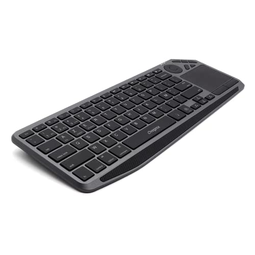 Ovegna K26: kabellose Tastatur mit integriertem Akku, Hintergrundbeleuchtung, Bluetooth und 2.4 GHz, Ultra-Fin, Touchpad, für Smart TV, Tablets mit iOS, PC unter Windows, Mac und Linux (Black) von Ovegna