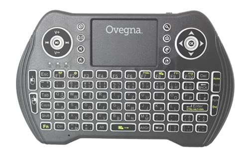 Ovegna MT10: Kabellose Mini-Tastatur mit Hintergrundbeleuchtung, QWERTZ (Deutsch), Kabellose Tastatur mit Touchpad, für Smart TV, Mini PC, HTPC, Konsole, Computer, Raspberry 2/3, Android TV von Ovegna