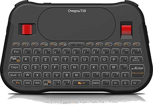 Ovegna T18: Kabellose Mini-Tastatur (AZERTY), 2,4 GHz, Touchpad, Akku, RGB-Hintergrundbeleuchtung, für Smart-TV, PC, Mini-PC, Mac, Raspberry PI 2/3/4, Konsolen, Laptop und Android-Box von Ovegna