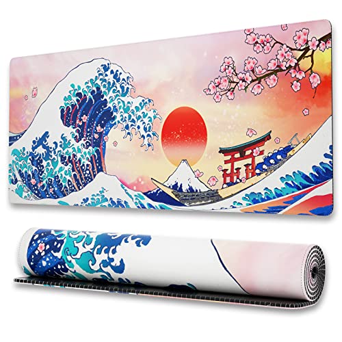 Ovenbird Erweitertes Gaming-Mauspad, großes rosa Mauspad für Schreibtisch, niedliches Anime, japanische Kirschblüten-Schreibtischunterlage für Tastatur und Maus, weiß, 80 x 30 x 0,3 cm Ovenbird Erweitertes Gaming-Mauspad, großes rosa Mauspad für Schreibtisch, niedliches Anime, japanische Kirschblüten-Schreibtischunterlage für Tastatur und Maus, weiß, 80 x 30 x 0,3 cm von Ovenbird