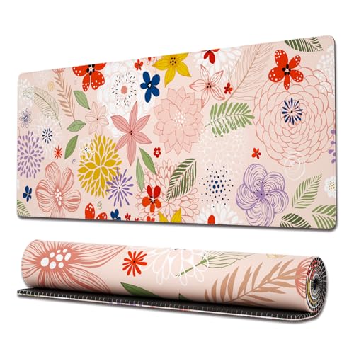 Ovenbird Gaming-Mauspad mit genähten Kanten, Boho-Blumenmotiv, großes Mauspad, erweitertes XL-Mauspad, niedliches Mauspad, Gaming mit rutschfester Unterseite, 80 x 30 cm, Rosa Ovenbird Gaming-Mauspad mit genähten Kanten, Boho-Blumenmotiv, großes Mauspad, erweitertes XL-Mauspad, niedliches Mauspad, Gaming mit rutschfester Unterseite, 80 x 30 cm, Rosa von Ovenbird