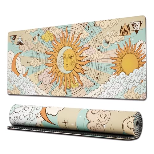 Ovenbird Gaming-Mauspad mit genähten Kanten, Sonne und Mond, großes Mauspad, erweitertes XL-Mauspad, niedliches Mauspad, Gaming mit rutschfester Unterseite, 80 x 30 cm, Pastellfarben Ovenbird Gaming-Mauspad mit genähten Kanten, Sonne und Mond, großes Mauspad, erweitertes XL-Mauspad, niedliches Mauspad, Gaming mit rutschfester Unterseite, 80 x 30 cm, Pastellfarben von Ovenbird