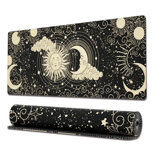 Ovenbird Gaming-Mauspad mit genähten Kanten, Sonne und Mond, großes Mauspad, erweitertes XL-Mauspad mit rutschfester Unterseite, 80 x 30 cm, Schwarz Ovenbird Gaming-Mauspad mit genähten Kanten, Sonne und Mond, großes Mauspad, erweitertes XL-Mauspad mit rutschfester Unterseite, 80 x 30 cm, Schwarz von Ovenbird