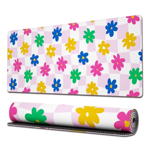 Ovenbird Gaming-Mauspad mit genähten Kanten, florales Schachbrett, großes Mauspad, erweitertes XL-Mauspad, niedliches Mauspad, Gaming mit rutschfester Unterseite, 80 x 30 cm, Rosa Ovenbird Gaming-Mauspad mit genähten Kanten, florales Schachbrett, großes Mauspad, erweitertes XL-Mauspad, niedliches Mauspad, Gaming mit rutschfester Unterseite, 80 x 30 cm, Rosa von Ovenbird