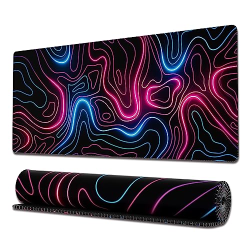 Ovenbird Gaming-Mauspad mit genähten Kanten, topographische Karte, erweitertes XL-Mauspad mit Rutschfester Unterlage, Cooles Neon-Mauspad für den Schreibtisch, 80 x 30 cm, Rosa/Blau Ovenbird Gaming-Mauspad mit genähten Kanten, topographische Karte, erweitertes XL-Mauspad mit Rutschfester Unterlage, Cooles Neon-Mauspad für den Schreibtisch, 80 x 30 cm, Rosa/Blau von Ovenbird