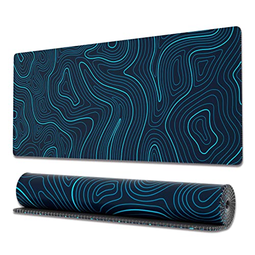 Ovenbird Gaming-Mauspad mit genähten Kanten, topographische Karte, erweitertes XL-Mauspad mit Rutschfester Unterlage, Cooles großes Mauspad für den Schreibtisch, 80 x 30 cm, Blau Ovenbird Gaming-Mauspad mit genähten Kanten, topographische Karte, erweitertes XL-Mauspad mit Rutschfester Unterlage, Cooles großes Mauspad für den Schreibtisch, 80 x 30 cm, Blau von Ovenbird