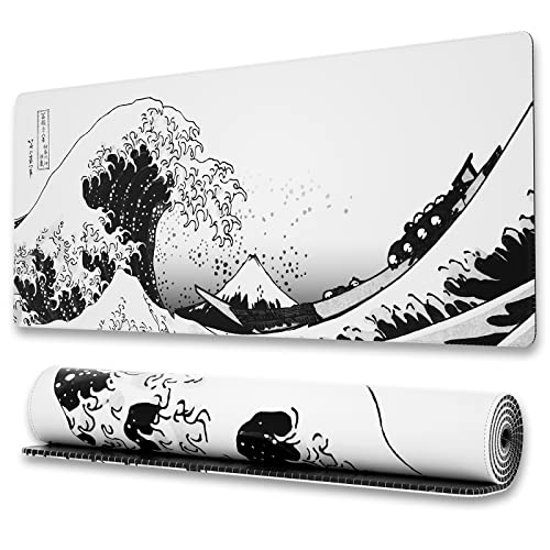 Ovenbird Großes Gaming-Mauspad mit genähten Kanten, japanische Welle Anime Schreibtischmatte, erweitertes XL-Mauspad mit rutschfester Unterseite, auslaufsicheres Schreibtischpad für Tastatur und Maus, Ovenbird Großes Gaming-Mauspad mit genähten Kanten, japanische Welle Anime Schreibtischmatte, erweitertes XL-Mauspad mit rutschfester Unterseite, auslaufsicheres Schreibtischpad für Tastatur und Maus, von Ovenbird