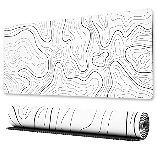 Ovenbird Großes Gaming-Mauspad mit genähten Kanten, topografische Karten, XL-Mauspad mit rutschfeste Unterseite, Cooles Schreibtischpad für Tastatur und Maus, 80 x 30 cm, Weiß Ovenbird Großes Gaming-Mauspad mit genähten Kanten, topografische Karten, XL-Mauspad mit rutschfeste Unterseite, Cooles Schreibtischpad für Tastatur und Maus, 80 x 30 cm, Weiß von Ovenbird