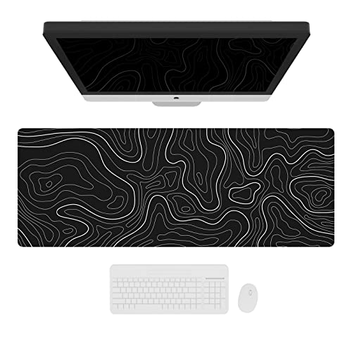 Ovenbird Großes Gaming-Mauspad mit genähten Kanten, topografische Karten, XL-Mauspad mit rutschfeste Unterseite, cooles Schreibtischpad für Tastatur und Maus, 90 x 40 cm, Schwarz Ovenbird Großes Gaming-Mauspad mit genähten Kanten, topografische Karten, XL-Mauspad mit rutschfeste Unterseite, cooles Schreibtischpad für Tastatur und Maus, 90 x 40 cm, Schwarz von Ovenbird