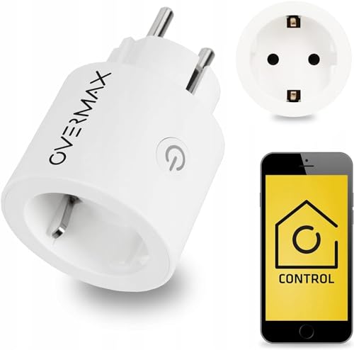 OVERMAX Flow Control, Smart Home 16A 4000W Socket, Measures Energy Consumption, Operating Schedule, Voice Control, Works with Alexa, Google Home, WiFi Plug 2.4GHz (1 Stück) von Overmax