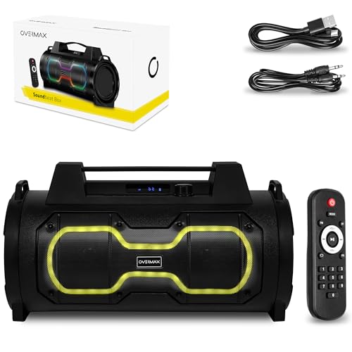 Overmax SOUNDBEAT Box Tragbarer Bluetooth-Lautsprecher 5.1, Kabellose Lautsprecherleistung 50 W, Karaoke-Funktion FM-Radio, Batterie 3600 mAh bis zu 8 Stunden Betriebszeit von Overmax