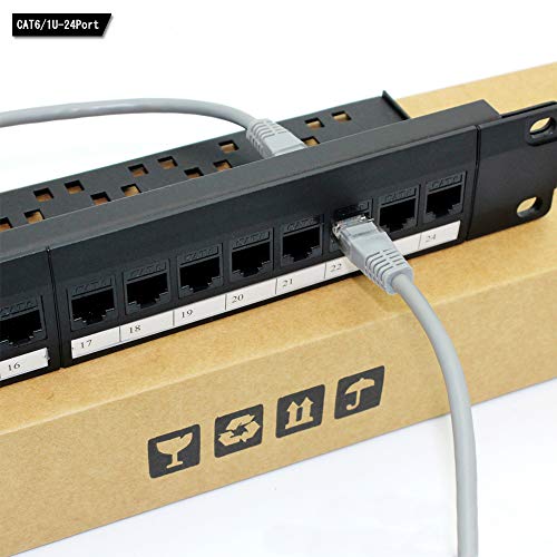 Netzwerk Patch Panel, 24 Port 1U Rack Montierbare Cat6 Patch Panel Pro Rj45 110 Netzwerk Patchpanel, Kabelunterscheidung, Kein Rost Und Langlebig (Cat5 Rj45 Straight) von Overpassing