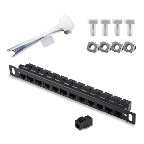 Netzwerk-Patchpanel, 12 Ports, 0,5 U, Rack-Montage, CAT6-Patchpanel, Pro Netzwerk-Mini-Patchpanel, Kabelunterscheidung, rostfrei und langlebig (RJ45 gerade) von Overpassing