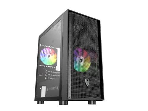 Oversteel - Aeris Gaming PC Gehäuse kompatibel mit Micro ATX und ITX Boards, 2 120mm RGB Lüfter, Mesh Front, 2 Staubfilter, gehärtetes Seitenglas, USB 3.0, Schwarz von Oversteel