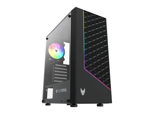 Oversteel - Iridium Gaming PC Gehäuse Kompatibel mit ATX, Micro ATX und ITX Boards, 120mm A-RGB Lüfter, Mesh Front, 2 Staubfilter, gehärtetes Seitenglas, USB 3.0, Schwarz von Oversteel