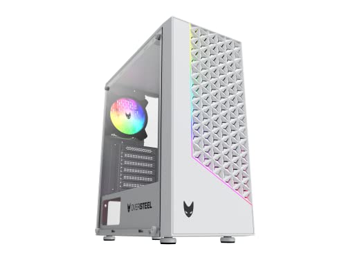 Oversteel - Iridium Gaming PC Gehäuse Kompatibel mit ATX, Micro ATX und ITX Boards, 120mm A-RGB Lüfter, Mesh Front, 2 Staubfilter, gehärtetes Seitenglas, USB 3.0, Weiß Oversteel - Iridium Gaming PC Gehäuse Kompatibel mit ATX, Micro ATX und ITX Boards, 120mm A-RGB Lüfter, Mesh Front, 2 Staubfilter, gehärtetes Seitenglas, USB 3.0, Weiß von Oversteel
