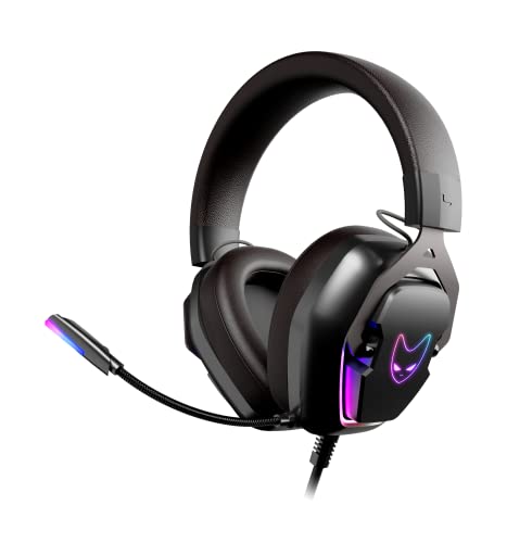 Oversteel - Phosphorus Gaming Headset 7.1, USB-Kabel, omnidirektionales Mikrofon, Geräuschunterdrückung, 3,5-mm-Buchse und RGB-Licht, PC/PS5/PS4/Xbox/Switch-kompatibel, schwarz von Oversteel