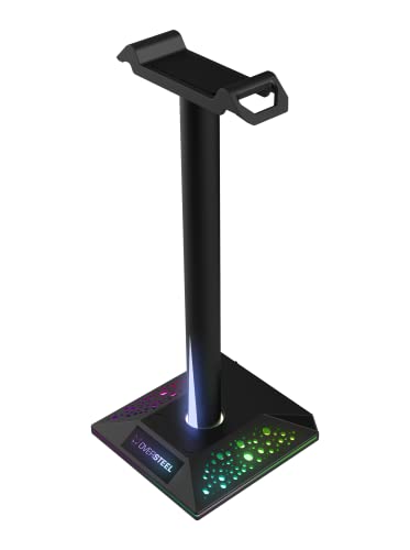 Oversteel - Stellite Gaming-Headset-Ständer, 10 RGB-Beleuchtungsmodi, Anti-Rutsch-Basis, USB, Schwarz von Oversteel