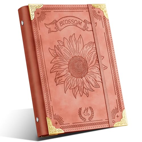 Ovesmusl Sunflower A5-Ordner aus PU-Leder, 6 Ringe, nachfüllbar, ohne Einlagen, A5-Planer, Ordner für lose Blätter, Notizbuch, 14,5 x 21,1 cm, mit Gummibandverschluss, Rosa Ovesmusl Sunflower A5-Ordner aus PU-Leder, 6 Ringe, nachfüllbar, ohne Einlagen, A5-Planer, Ordner für lose Blätter, Notizbuch, 14,5 x 21,1 cm, mit Gummibandverschluss, Rosa von Ovesmusl