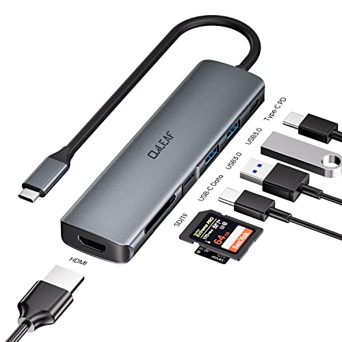 Ovileaf USB C Hub, USB C Adapter 7 in 1, Multiport Adapter mit USB 3.0 * 2 & USB-C *1, PD 100W, SD/TF Kartenleser, 4K HDMI, USB C Dockingstation für MacBook Air/Pro, iPad Pro, Switch, Windows von OviLeaf