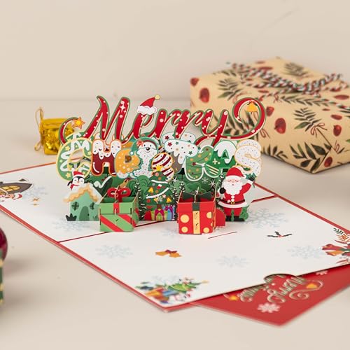 3D Pop-Up Weihnachtskarte mit Umschlag, Einzigartige Weihnachtsgrußkarte mit zusätzlicher Notizkarte, Perfekt als für Familie, Freunde, Männer und Frauen von Ovyntremis