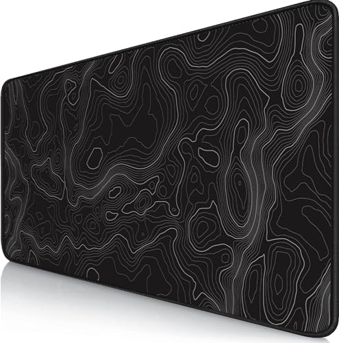 Gaming Mauspad XXL 800 x 300 mm Japan Tuschemalerei Berg Sakura Sonne Berg Fuji Mousepad Groß Vernähte Kanten Wasserdicht Anti-Rutsch für PC, MacBook,Laptop (E-Topographische) von Owege