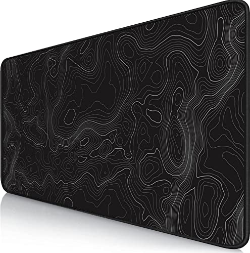 Owege Gaming Mauspad XXL 900 x 400 mm Artistic Curve Mousepad Groß Vernähte Kanten WassXerdicht Anti-Rutsch für PC, MacBook,Laptop Verbessert Präzision und GeschwindigkeiX von Owege