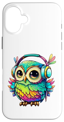 Eulen-Kopfhörer, bunte Eule, Geschenke für Eulenliebhaber, Eulenliebhaber Hülle für iPhone 16 Plus Eulen-Kopfhörer, bunte Eule, Geschenke für Eulenliebhaber, Eulenliebhaber Hülle für iPhone 16 Plus von Owl Headphones Colorful Modern Tees