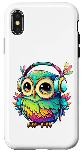 Eulen-Kopfhörer, bunte Eule, Geschenke für Eulenliebhaber, Eulenliebhaber Hülle für iPhone X/XS Eulen-Kopfhörer, bunte Eule, Geschenke für Eulenliebhaber, Eulenliebhaber Hülle für iPhone X/XS von Owl Headphones Colorful Modern Tees