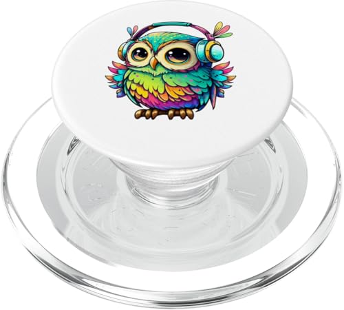 Eulen-Kopfhörer, bunte Eule, Geschenke für Eulenliebhaber, Eulenliebhaber PopSockets PopGrip für MagSafe Eulen-Kopfhörer, bunte Eule, Geschenke für Eulenliebhaber, Eulenliebhaber PopSockets PopGrip für MagSafe von Owl Headphones Colorful Modern Tees