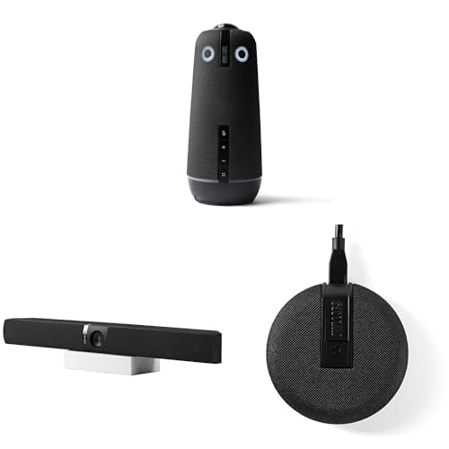 Owl Labs Meeting Owl 4+, Owl Bar und und Expansion Mic – 360-Grad-4K-Videokonferenz-Bundle mit automatischer Fokus auf die sprechende Person, intelligenter Kamerawechsel und drahtlose Kopplung von Owl Labs