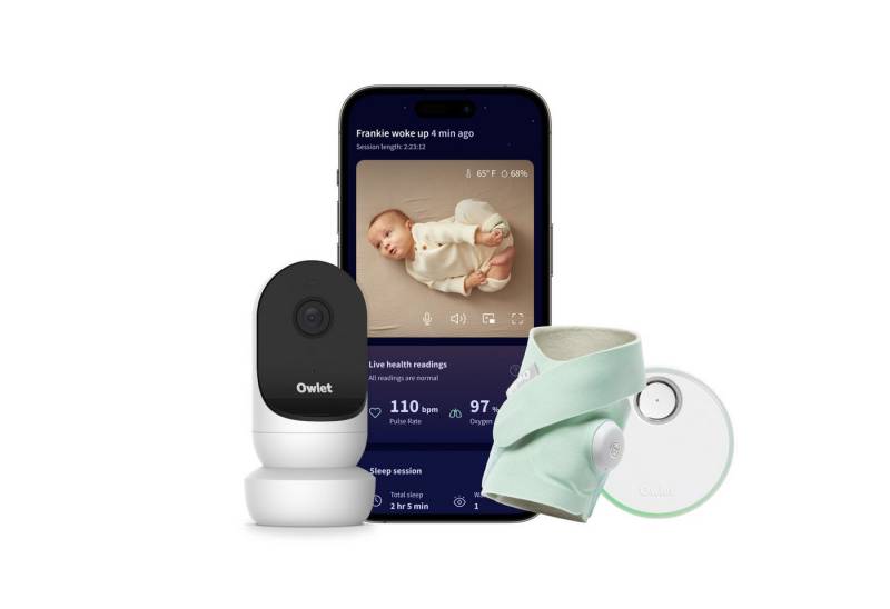 Owlet Baby Care DE Video-Babyphone & Owlet Dream Sock - geprüftes Baby-Pulsoximeter, Aufzeichnung der Vitalwerte via App, Bild in Bild Funktion von Owlet Baby Care DE