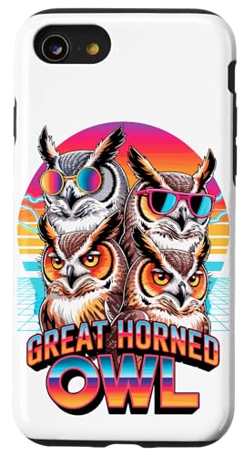 90s Vintage Great Horned Owl Owls Hülle für iPhone SE (2020) / 7 / 8 von Owls Lover Gifts