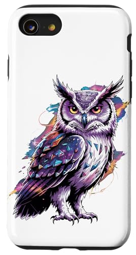 Cosmic Abstract Art Eule Eulen Hülle für iPhone SE (2020) / 7 / 8 von Owls Lover Gifts