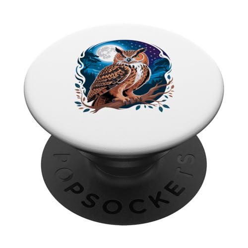 Moonlight Forest Eule Eulen PopSockets Klebender PopGrip Moonlight Forest Eule Eulen PopSockets Klebender PopGrip von Owls Lover Gifts