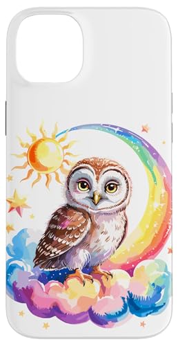 Rainbow Clouds Ästling Eule Eulen Hülle für iPhone 14 Plus Rainbow Clouds Ästling Eule Eulen Hülle für iPhone 14 Plus von Owls Lover Gifts