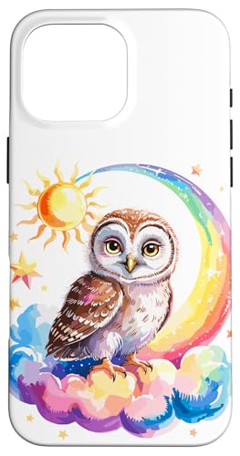 Rainbow Clouds Ästling Eule Eulen Hülle für iPhone 16 Pro Max Rainbow Clouds Ästling Eule Eulen Hülle für iPhone 16 Pro Max von Owls Lover Gifts