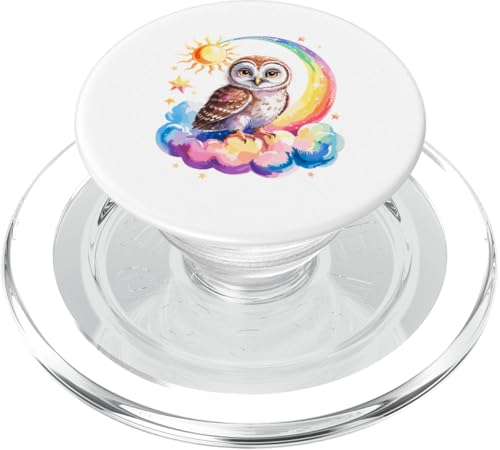 Rainbow Clouds Ästling Eule Eulen PopSockets PopGrip für MagSafe Rainbow Clouds Ästling Eule Eulen PopSockets PopGrip für MagSafe von Owls Lover Gifts