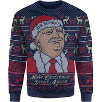 SOWIA Exklusive Donald Trump gestrickte Weihnachtspullover – Marineblau - S von Own Brand