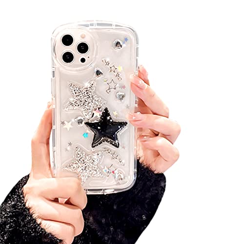 Ownest Handyhülle Kompatibel iPhone 14 Pro Max Hülle Cute Flash Sterne Kristall Herz Transparent Case Design Aesthetic Frauen Mädchen Girls Luxus Pretty Crystal Glitzer Handyhülle - Durchsichtige von Ownest