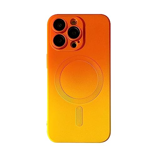 Ownest Kompatibel für iPhone 12 Pro Max Hülle mit Magnetverschluss für Magsafe Case Luxus Niedlich Weich Flüssig Silikon Stoßfest Vollkamera Schutz Cover Handyhülle - Orange Gelb von Ownest