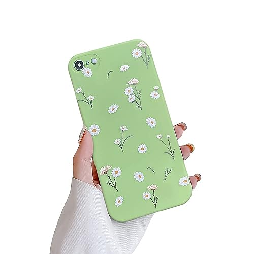 Ownest Kompatibel mit Phone SE 2022 Hülle für iPhone SE 2020 / iPhone 8 Hülle/iPhone 7, Aesthetic Süße Blumen Silikon Case für Frauen Mädchen Weiche Handyhülle für iPhone 7/8/SE 2020/SE 2020-Grün von Ownest