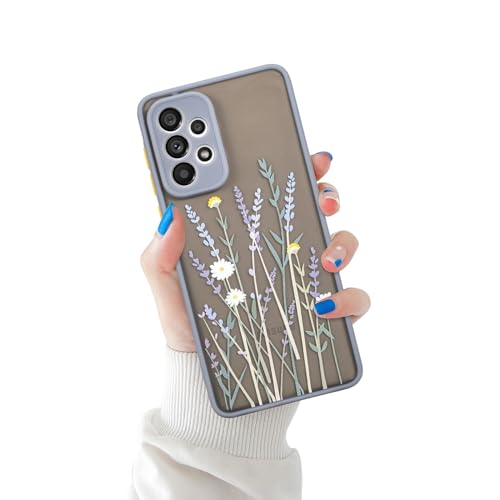 Ownest Kompatibel mit Samsung Galaxy A33 5G Hülle, Aesthetic Blumen Muster Transparent Mode Matt PC Weiche TPU Schutzhülle Silikon Case Handyhülle - Blume von Ownest