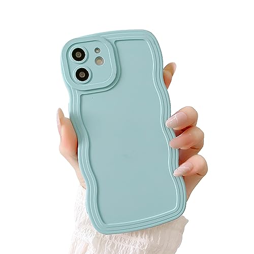 Ownest Kompatibel mit iPhone 11 Hülle Cute Curly Simple Welle Rahmen Case Aesthetic Design Solid Farbe Men Girls TPU Silikon Slim Phone Case Handyhülle für iPhone 11 - Blau von Ownest