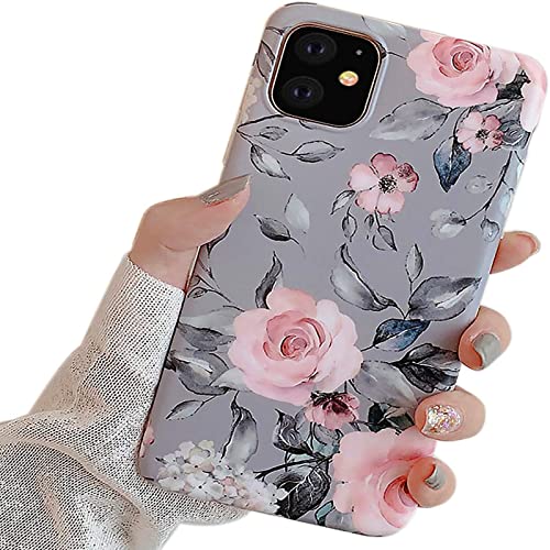 Ownest Kompatibel mit iPhone 11 Hülle Handyhülle Aesthetic Blumen Rosa Handy Hülle Blätter für Mädchen Frauen mit Floral Muster TPU Schutzhülle - lila Blumen von Ownest