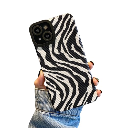 Ownest Kompatibel mit iPhone 13 Handyhülle Aesthetic Stripes Hülle Simple Cute Schwarz Beige Wellen Fashion Wave Muster Design TPU PC Silikon Kamera Schutzhülle - Black White Streifen von Ownest